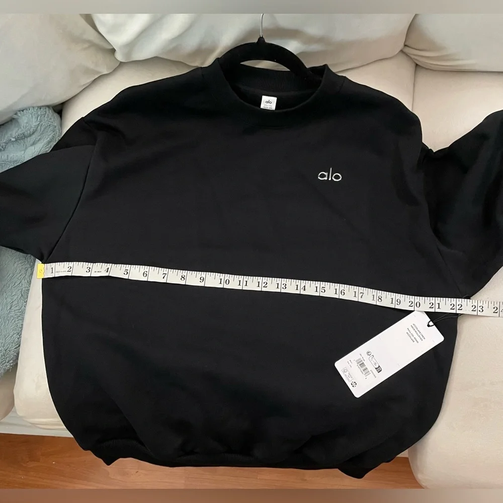 Alo Yoga NWT Accolade Crew Neck Pullover Black Size XXS Oversized